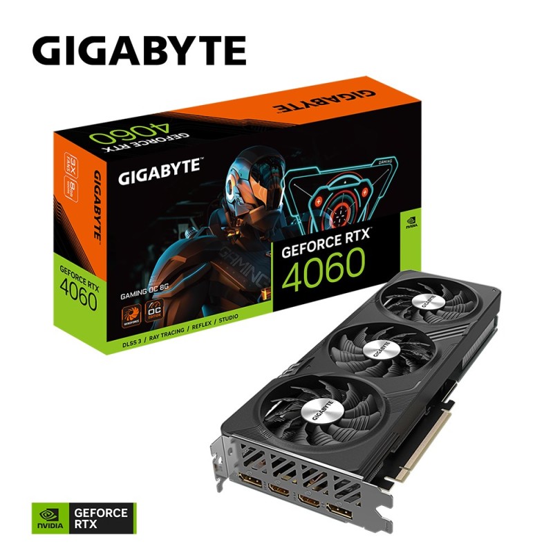 Gigabyte GeForce RTX 4060 GAMING OC 8G NVIDIA GeForce RTX 4060 8 GB GDDR6 Gigabyte GeForce RTX 4060 GAMING OC 8G NVIDIA GeForce RTX 4060 8 GB GDDR6