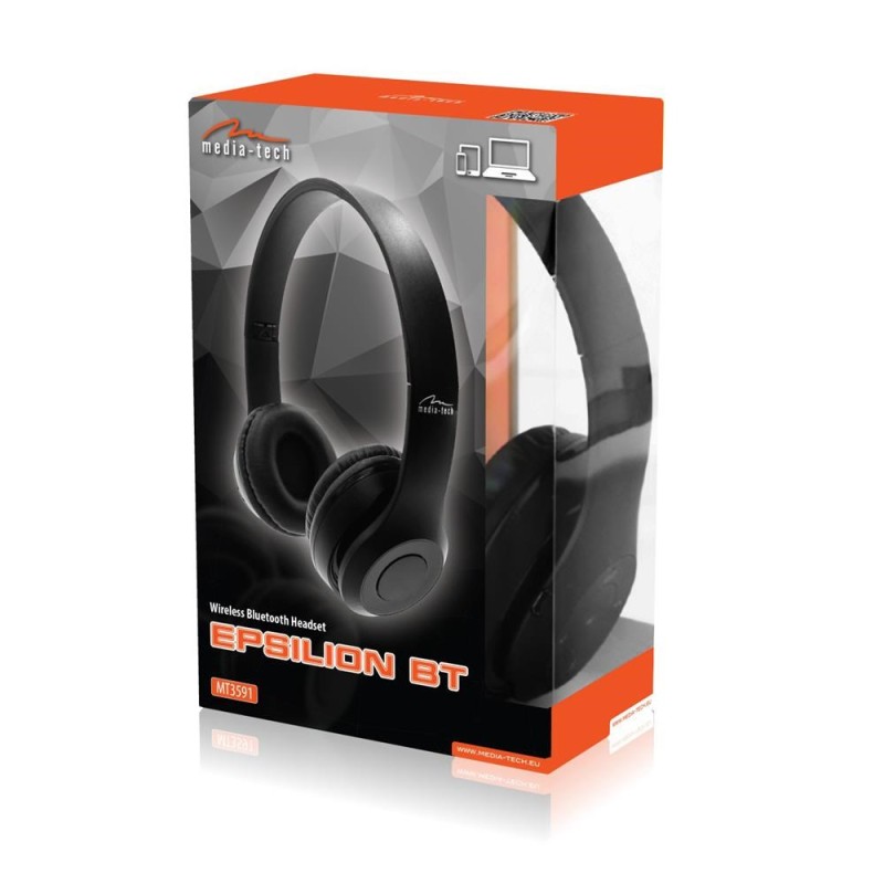 MEDIA-TECH EPSILION BT MT3591 Wireless headphones Bluetooth 4.2 Microphone Radio FM Black MEDIA-TECH EPSILION BT MT3591 Wireless headphones Bluetooth 4.2 Microphone Radio FM Black