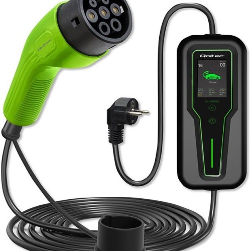 Qoltec 52465 Mobile charger for EV 2-in-1 Type2 with regulation | 3.5kW | 230V | LCD | Portable | Wallbox | 5m Qoltec 52465 Mobile charger for EV 2-in-1 Type2 with regulation | 3.5kW | 230V | LCD | Portable | Wallbox | 5m