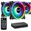 Aerocool DUO12PRO Kit 3xFan 12cm ARGB LED Dual Ring Antivibration 6 Pins Black