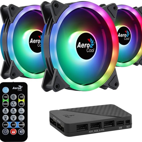 Aerocool DUO12PRO Kit 3xFan 12cm ARGB LED Dual Ring Antivibration 6 Pins Black Aerocool DUO12PRO Kit 3xFan 12cm ARGB LED Dual Ring Antivibration 6 Pins Black