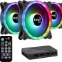 Aerocool DUO12PRO Kit 3xFan 12cm ARGB LED Dual Ring Antivibration 6 Pins Black
