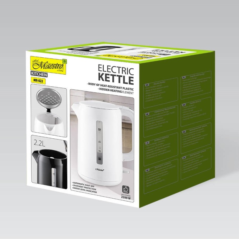 Maestro MR-022 electric kettle 2.2 L 2200 W (MR-022-WHITE) White Maestro MR-022 electric kettle 2.2 L 2200 W (MR-022-WHITE) White