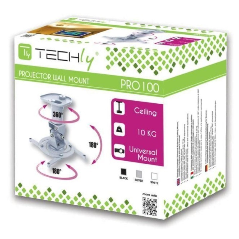 Techly Universal Ceiling Bracket for Projector, White ICA-PM 100WH Techly Universal Ceiling Bracket for Projector, White ICA-PM 100WH
