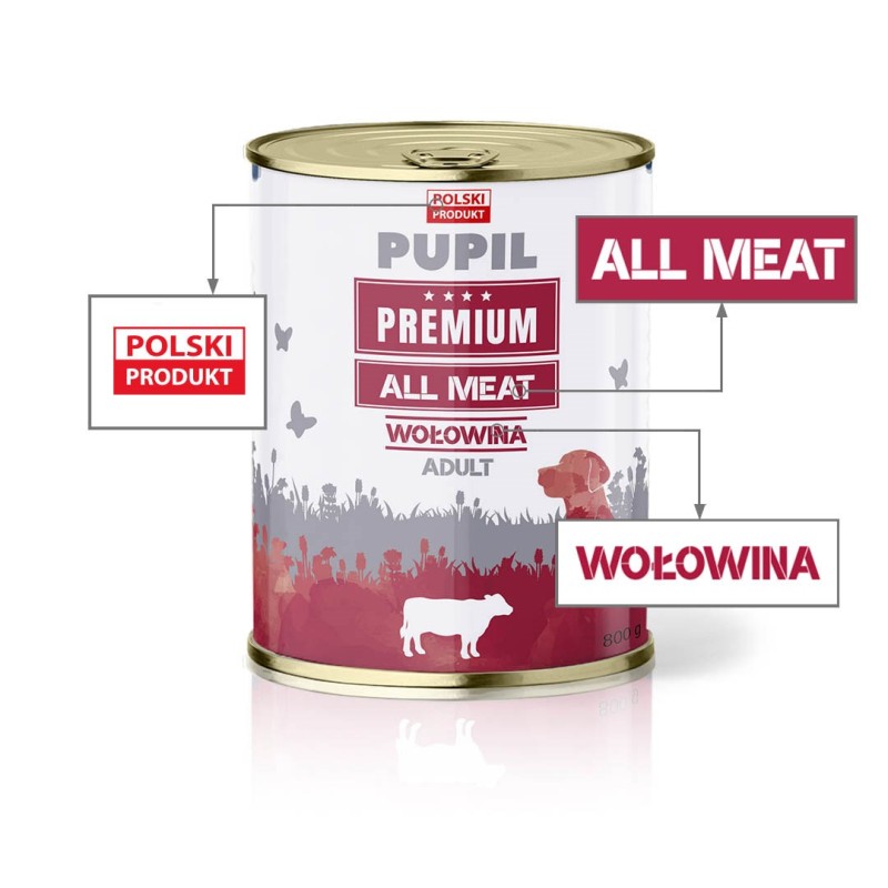 PUPIL Premium All Meat Beef - wet dog food - 800g