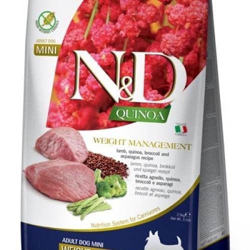 FARMINA N&D Quinoa Dog Weight Management Lamb Adult Mini - dry dog food - 2.5 kg FARMINA N&D Quinoa Dog Weight Management Lamb Adult Mini - dry dog food - 2.5 kg