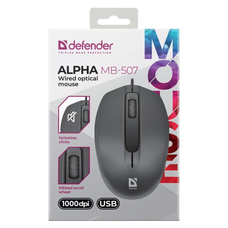 MOUSE DEFENDER ALPHA MB-507 OPTICAL 1000dpi 3P BLACK SILENT CLICK MOUSE DEFENDER ALPHA MB-507 OPTICAL 1000dpi 3P BLACK SILENT CLICK