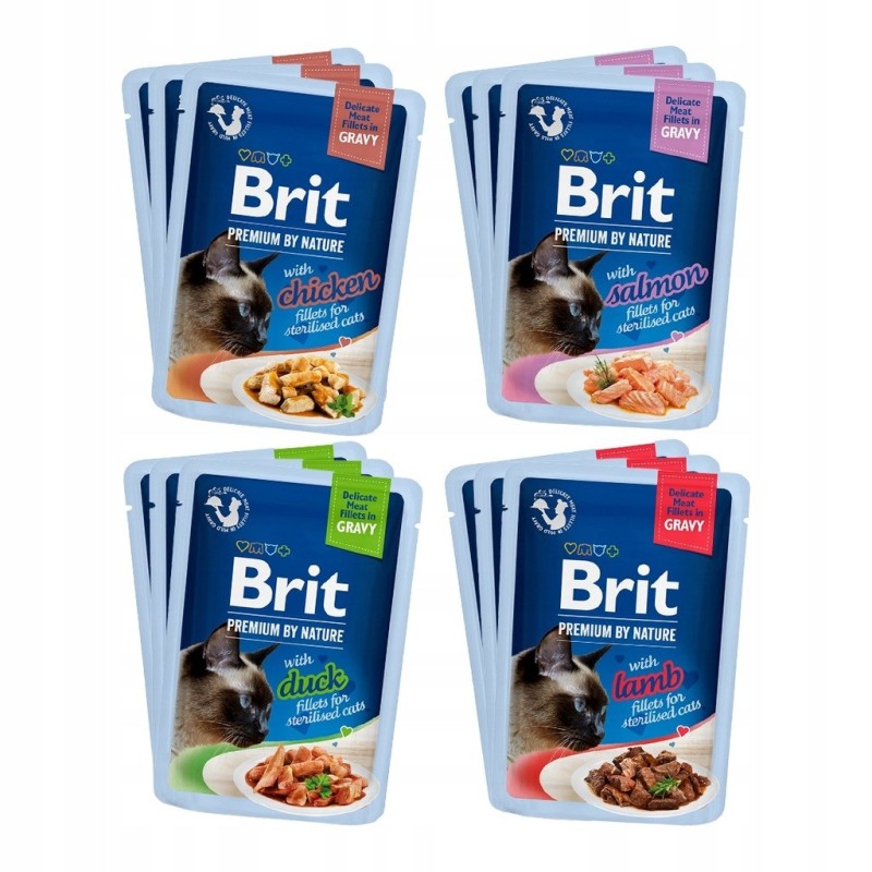 BRIT Premium by Nature Sterilised Plate pouches in sauce mix of flavors - wet food for cats - 12x85g BRIT Premium by Nature Sterilised Plate pouches in sauce mix of flavors - wet food for cats - 12x85g