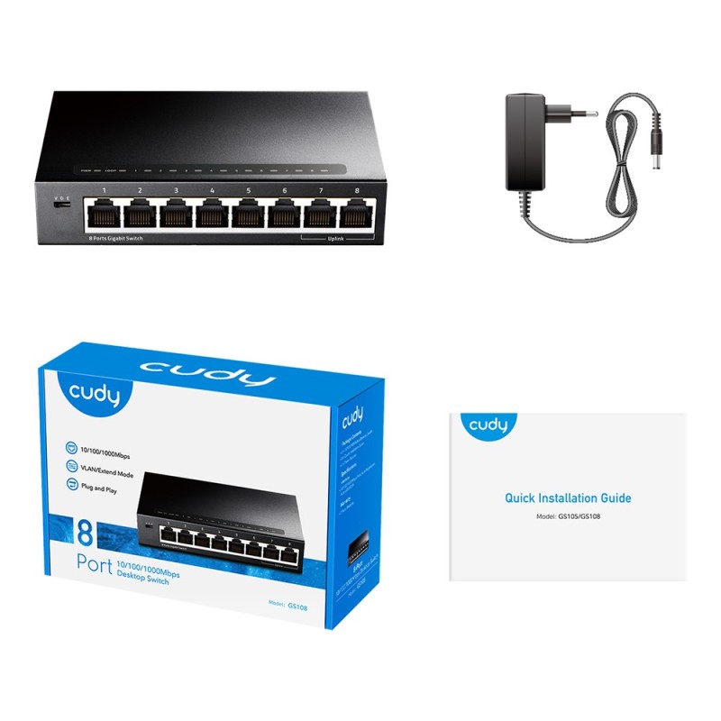 Cudy GS108 network switch Gigabit Ethernet (10/100/1000) Black Cudy GS108 network switch Gigabit Ethernet (10/100/1000) Black