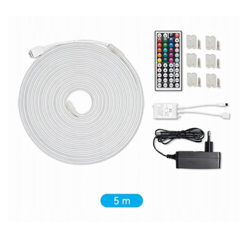 Vention Silicone Neon LED strip with IR remote control and 12V DC power supply, 5m