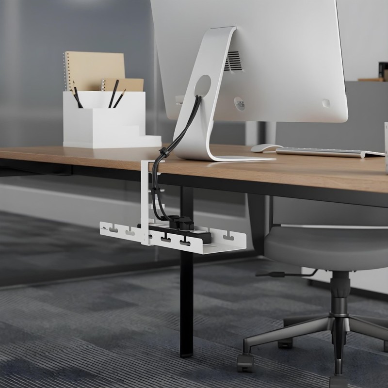 Maclean under-desk cable organizer, max. load 5kg, white, MC-105 W