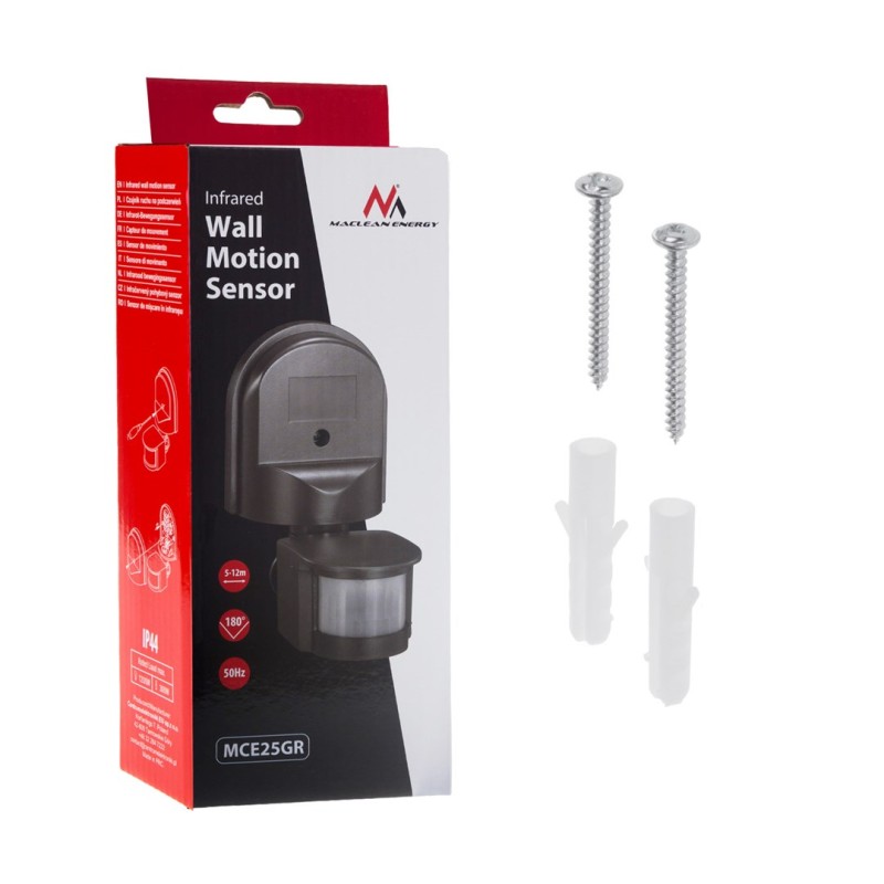 Maclean MCE25 GR Wall-Mounted 180° Motion & Dusk Sensor, 1200W Max, Grey Maclean MCE25 GR Wall-Mounted 180° Motion & Dusk Sensor, 1200W Max, Grey