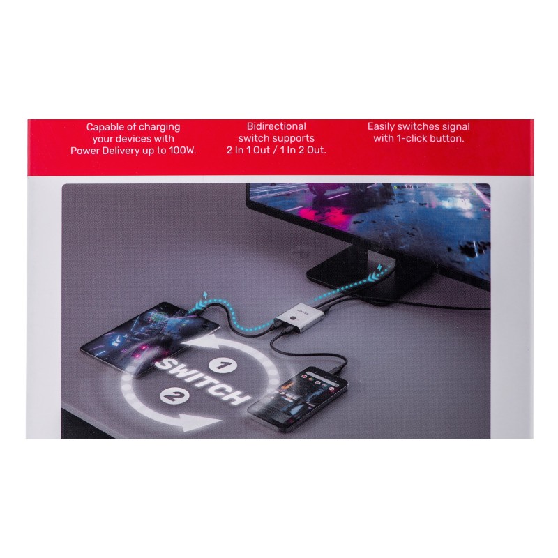 Unitek two-way Signal Switch USB-C, 2 in 1 out 4K Unitek two-way Signal Switch USB-C, 2 in 1 out 4K