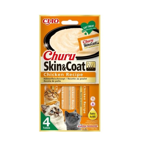 INABA Churu Skin&Coat Chicken Recipe - cat treats - 4x14g INABA Churu Skin&Coat Chicken Recipe - cat treats - 4x14g