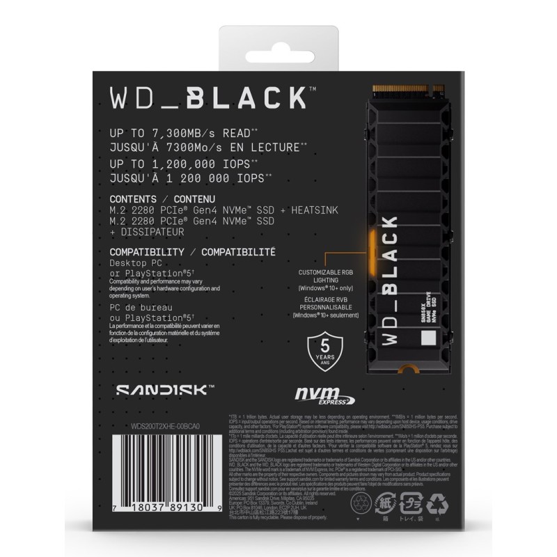 Western Digital Black SN850X 2 TB M.2 PCI Express 4.0 NVMe Western Digital Black SN850X 2 TB M.2 PCI Express 4.0 NVMe