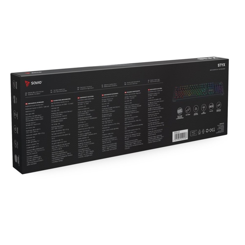 SAVIO STYX Mechanical Keyboard Outemu Red, Hot Swap, RGB