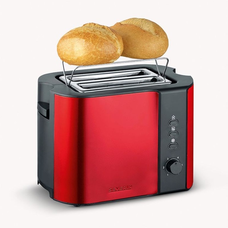 SEVERIN TOASTER RED, 2 SLICES, STEEL, 800W AT2217 SEVERIN TOASTER RED, 2 SLICES, STEEL, 800W AT2217