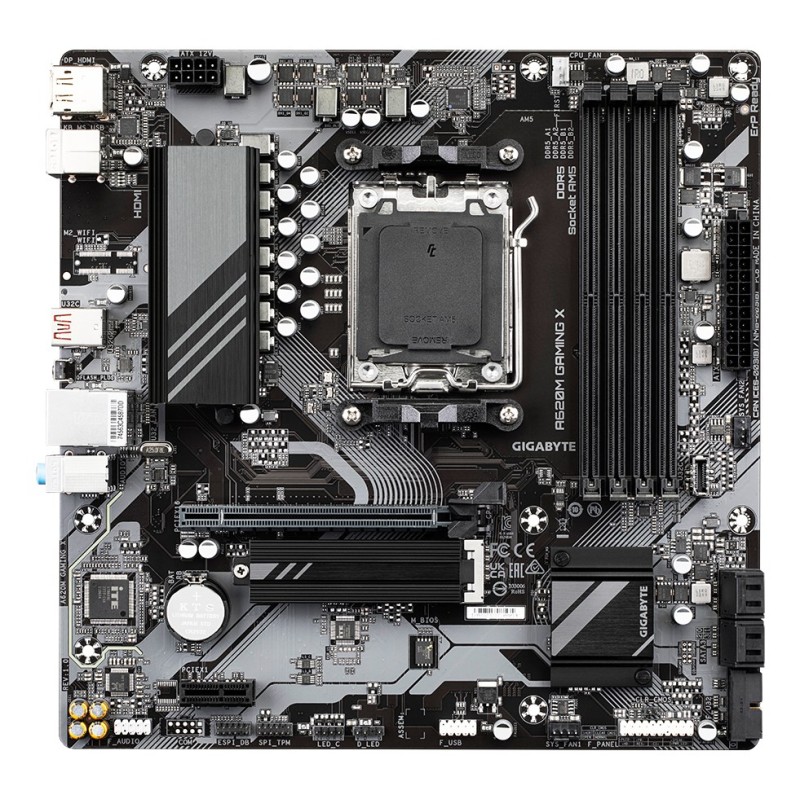 GIGABYTE A620M GAMING X Motherboard - Supports AMD Ryzen 8000 CPUs, 8+2+1 Phases Digital VRM, up to 8000MHz DDR5 (OC), 1xPCIe 4.0 M.2, GbE LAN, USB 3.2 Gen 2 GIGABYTE A620M GAMING X Motherboard - Supports AMD Ryzen 8000 CPUs, 8+2+1 Phases Digital VRM, up to 8000MHz DDR5 (OC), 1xPCIe 4.0 M.2, GbE LAN, USB 3.2 Gen 2