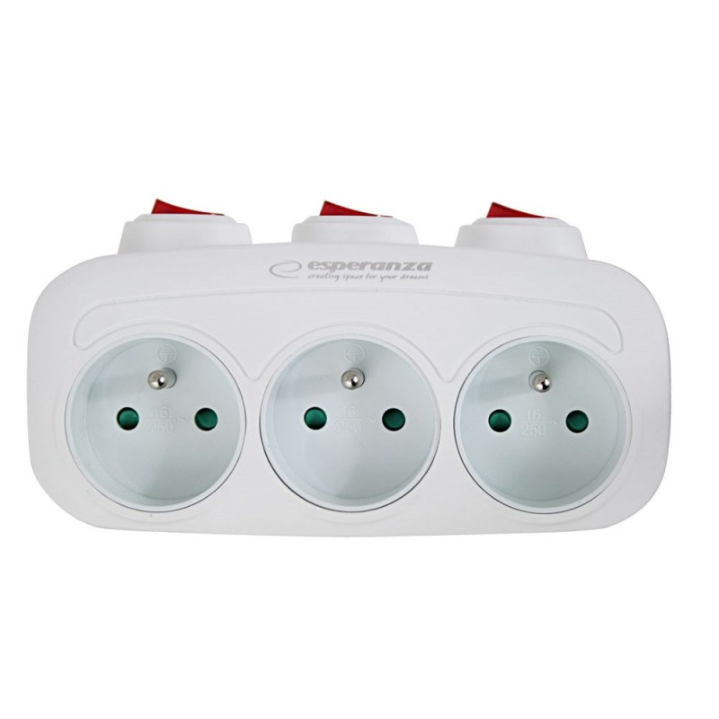 Esperanza ELK307W Electrical Splitter 3 sockets switch White Esperanza ELK307W Electrical Splitter 3 sockets switch White