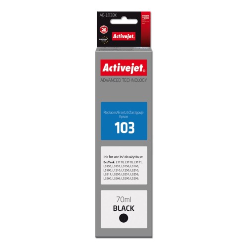Activejet AE-103Bk ink (replacement Epson 103 C13T00S14A; Supreme; 70 ml; 4500, black) Activejet AE-103Bk ink (replacement Epson 103 C13T00S14A; Supreme; 70 ml; 4500, black)
