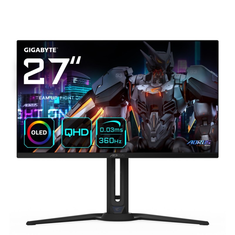 GIGABYTE AORUS FO27Q3 27” OLED Gaming Monitor - 2560 x 1440(QHD), 360Hz, 0.03ms, KVM, 250 cd/m2, FreeSync Premium Pro, DisplayHDR True Black 400, HDMI 2.1 GIGABYTE AORUS FO27Q3 27” OLED Gaming Monitor - 2560 x 1440(QHD), 360Hz, 0.03ms, KVM, 250 cd/m2, FreeSync Premium Pro, DisplayHDR True Black 400, HDMI 2.1