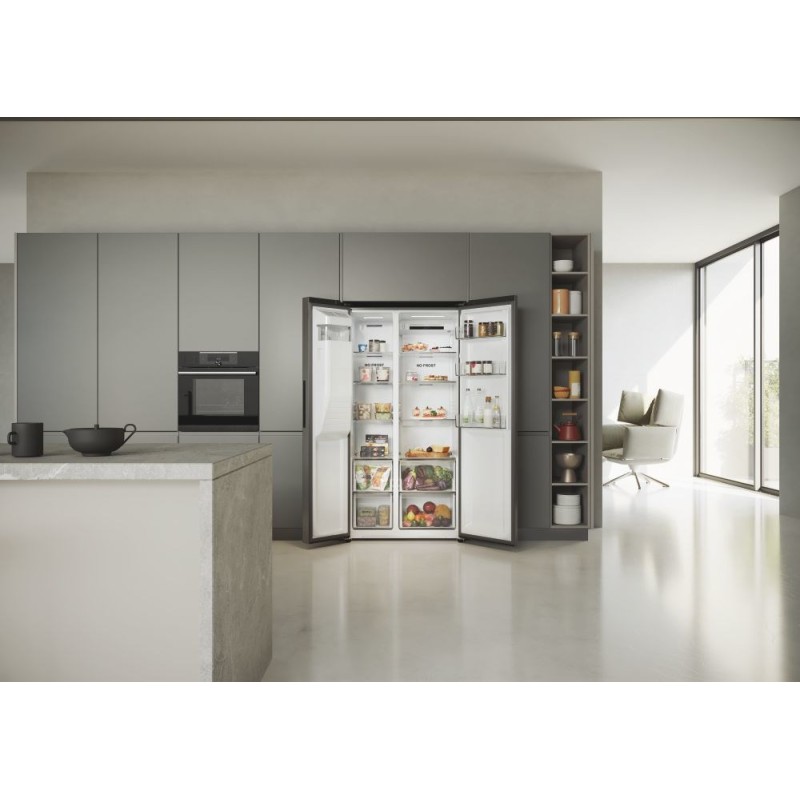 Haier SBS 90 Serie 5 HSR5918DIMP Free-standing double-sided fridge-freezer combination 511 l D Platinum, stainless steel
