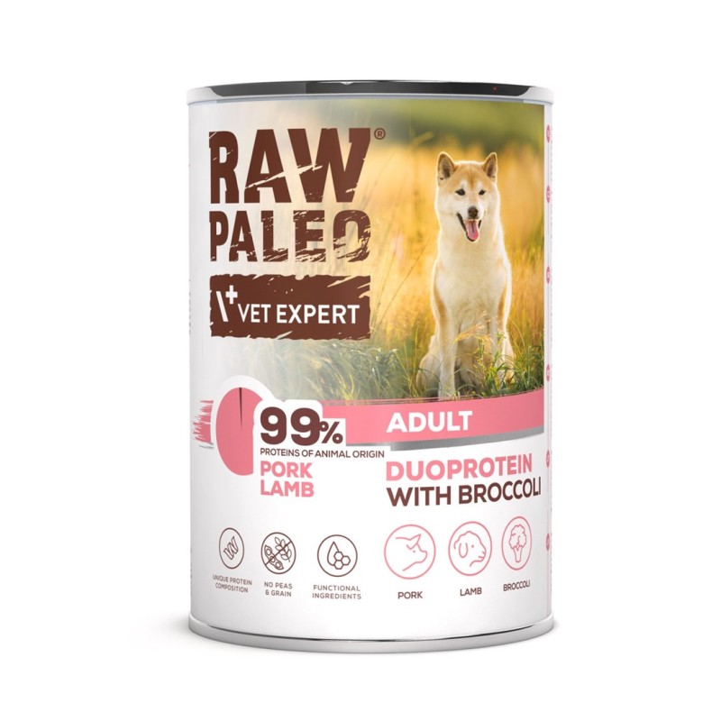 RAW PALEO Duoprotein Pork & Lamb Adult - wet dog food - 400g