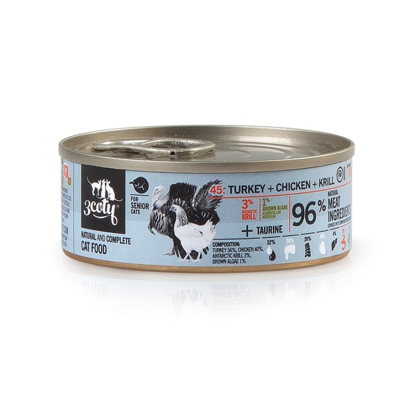 3COTY Turkey with chicken and krill Senior - wet cat food - 80g 3COTY Turkey with chicken and krill Senior - wet cat food - 80g