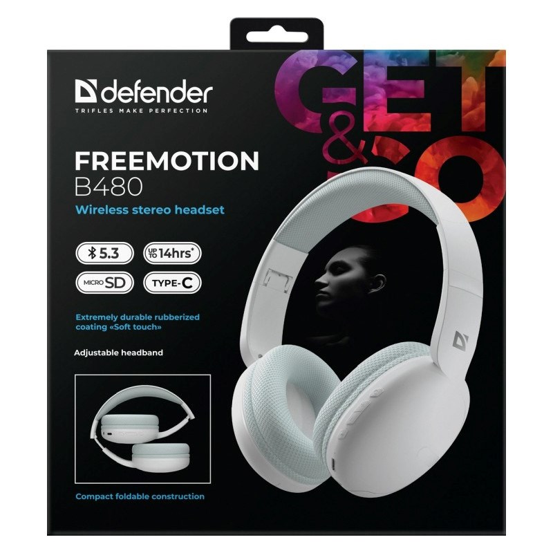 HEADPHONES DEFENDER BLUETOOTH FREEMOTION B480 WHITE