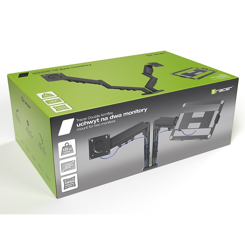 Tracer Double Armflex Monitor Mount, Black