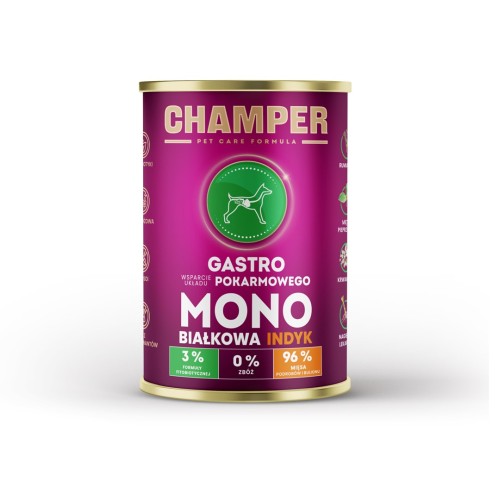 CHAMPER Gastro Monoprotein Turkey - wet dog food - 400g CHAMPER Gastro Monoprotein Turkey - wet dog food - 400g