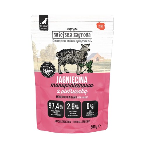 WIEJSKA ZAGRODA Monoprotein Lamb - wet dog food - 500g WIEJSKA ZAGRODA Monoprotein Lamb - wet dog food - 500g