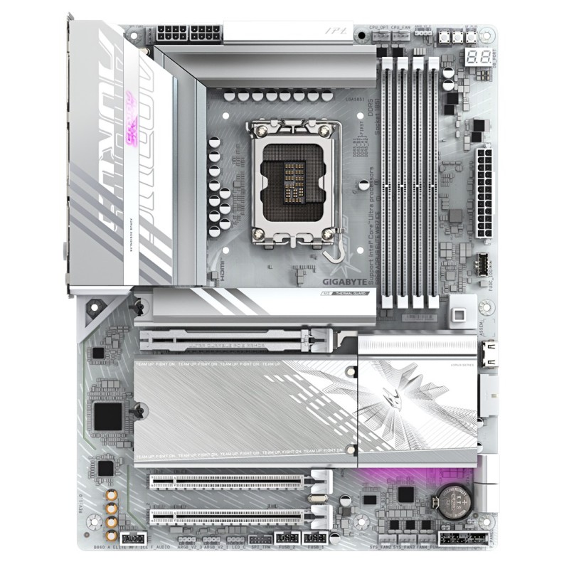 GIGABYTE B860 AORUS ELITE WIFI7 ICE Motherboard - Intel Core Ultra Series CPUs, 14+1+2+1 Phases VRM, up to 9200MHz DDR5, 1xPCIe 5.0 + 2xPCIe 4.0 M.2, 2.5GbE LAN, WIFI 7, USB 4 GIGABYTE B860 AORUS ELITE WIFI7 ICE Motherboard - Intel Core Ultra Series CPUs, 14+1+2+1 Phases VRM, up to 9200MHz DDR5, 1xPCIe 5.0 + 2xPCIe 4.0 M.2, 2.5GbE LAN, WIFI 7, USB 4