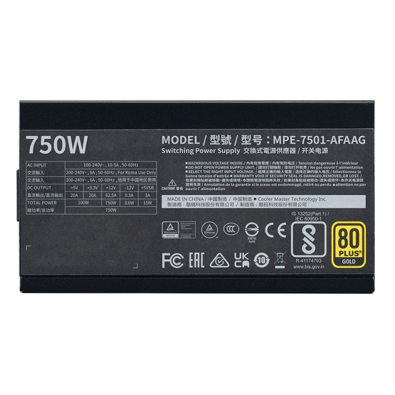COOLER MASTER ZASILACZ MWE Gold 750 -V3 ATX 3.1 COOLER MASTER ZASILACZ MWE Gold 750 -V3 ATX 3.1