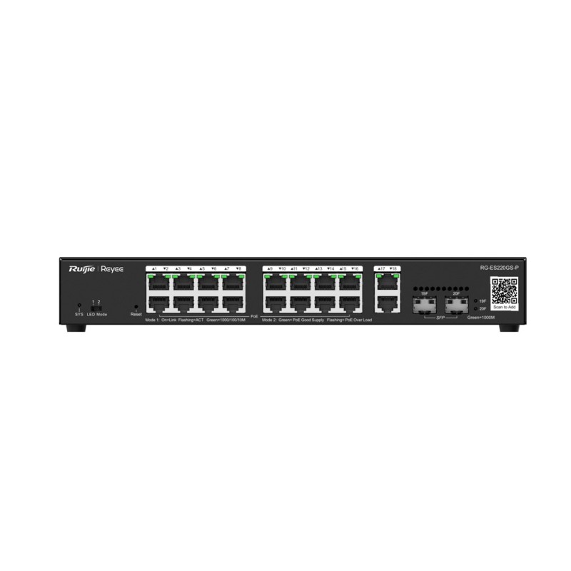 Ruijie Networks RG-ES220GS-P network switch Managed L2 Gigabit Ethernet (10/100/1000) Power over Ethernet (PoE) Black Ruijie Networks RG-ES220GS-P network switch Managed L2 Gigabit Ethernet (10/100/1000) Power over Ethernet (PoE) Black