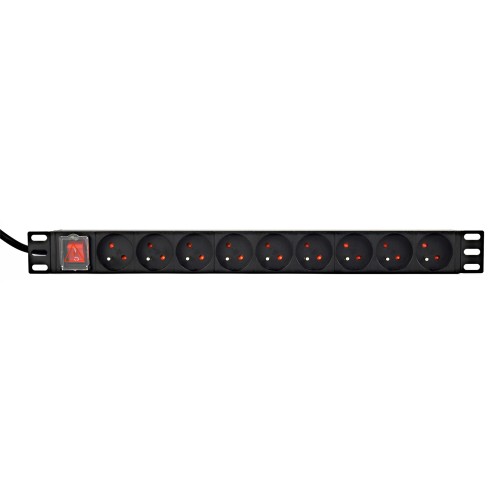 EnerGenie EG-PDU-9F2F Power distribution unit (PDU), 10 pcs C13 sockets, 1U, 16A, C20 plug 2 m cable, black