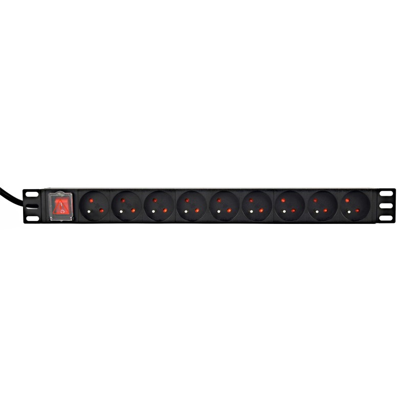 EnerGenie EG-PDU-9F2F Power distribution unit (PDU), 10 pcs C13 sockets, 1U, 16A, C20 plug 2 m cable, black EnerGenie EG-PDU-9F2F Power distribution unit (PDU), 10 pcs C13 sockets, 1U, 16A, C20 plug 2 m cable, black