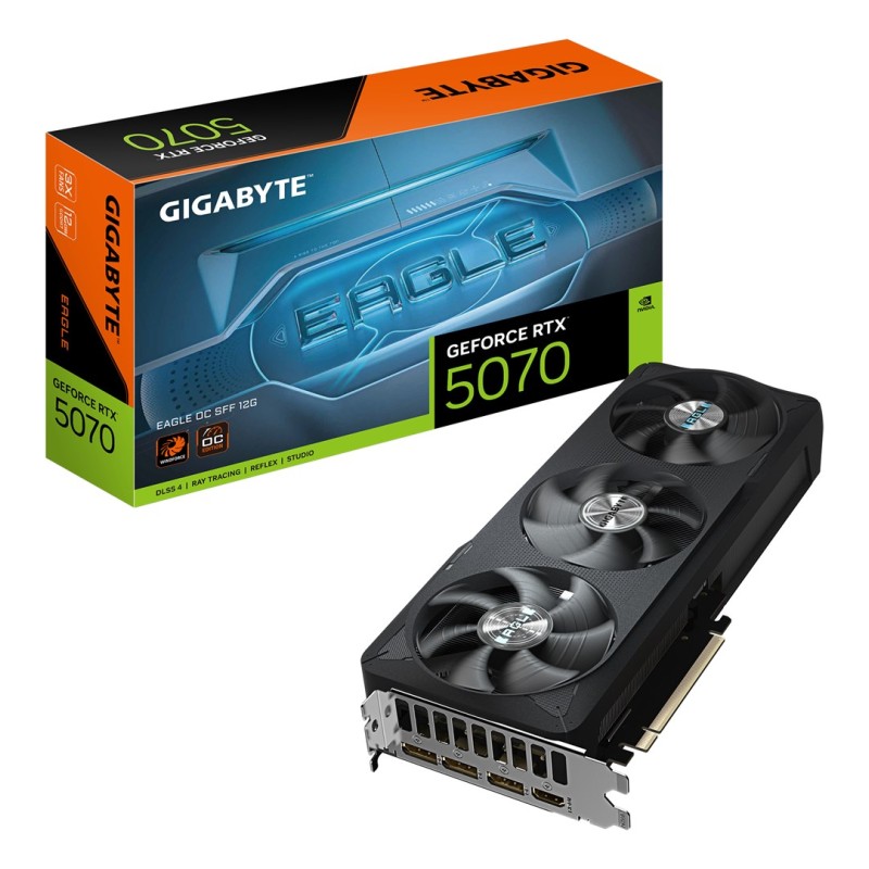 GIGABYTE GeForce RTX 5070 EAGLE OC SFF 12G Graphics Card - 12GB GDDR7, 192bit, PCI-E 5.0, 2587 MHz Core Clock, 3 x DP 2.1a, 1 x HDMI 2.1b, NVIDIA DLSS 4, GV-N5070GAMING OC-12GD GIGABYTE GeForce RTX 5070 EAGLE OC SFF 12G Graphics Card - 12GB GDDR7, 192bit, PCI-E 5.0, 2587 MHz Core Clock, 3 x DP 2.1a, 1 x HDMI 2.1b, NVIDIA DLSS 4, GV-N5070GAMING OC-12GD
