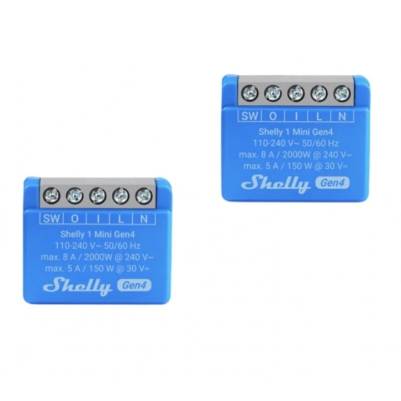 SHELLY 1 Mini Gen4 Smart switch Blue 2 pcs