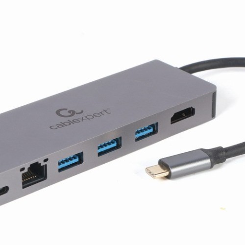 Gembird A-CM-COMBO5-05 USB Type-C 5-in-1 multi-port adapter (Hub + HDMI + PD + card reader + LAN)