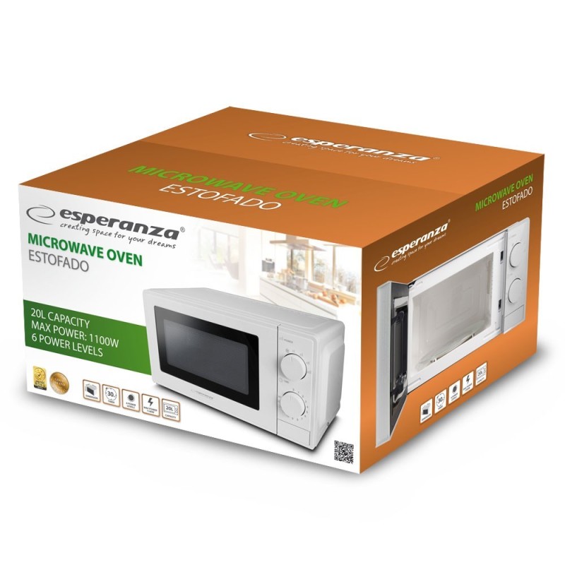 Esperanza ESTOFADO Countertop Solo microwave 20 L 700 W White Esperanza ESTOFADO Countertop Solo microwave 20 L 700 W White