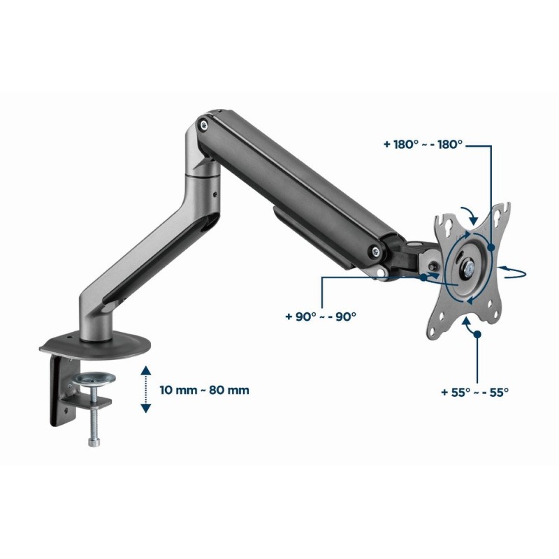 Gembird MA-DA1-05 Desk mounted adjustable monitor arm, 17”-32”, up to 9 kg, space grey Gembird MA-DA1-05 Desk mounted adjustable monitor arm, 17”-32”, up to 9 kg, space grey