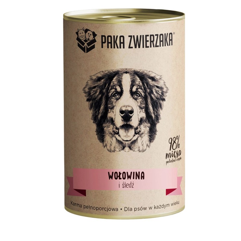 PAKA ZWIERZAKA Beef and herring - wet dog food - 400g PAKA ZWIERZAKA Beef and herring - wet dog food - 400g