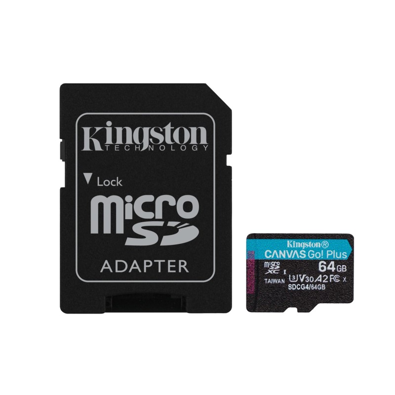 Kingston Technology 64GB microSDXC Canvas Go Plus Gen4 200MB/s A2 U3 V30 Card + Adapter Kingston Technology 64GB microSDXC Canvas Go Plus Gen4 200MB/s A2 U3 V30 Card + Adapter