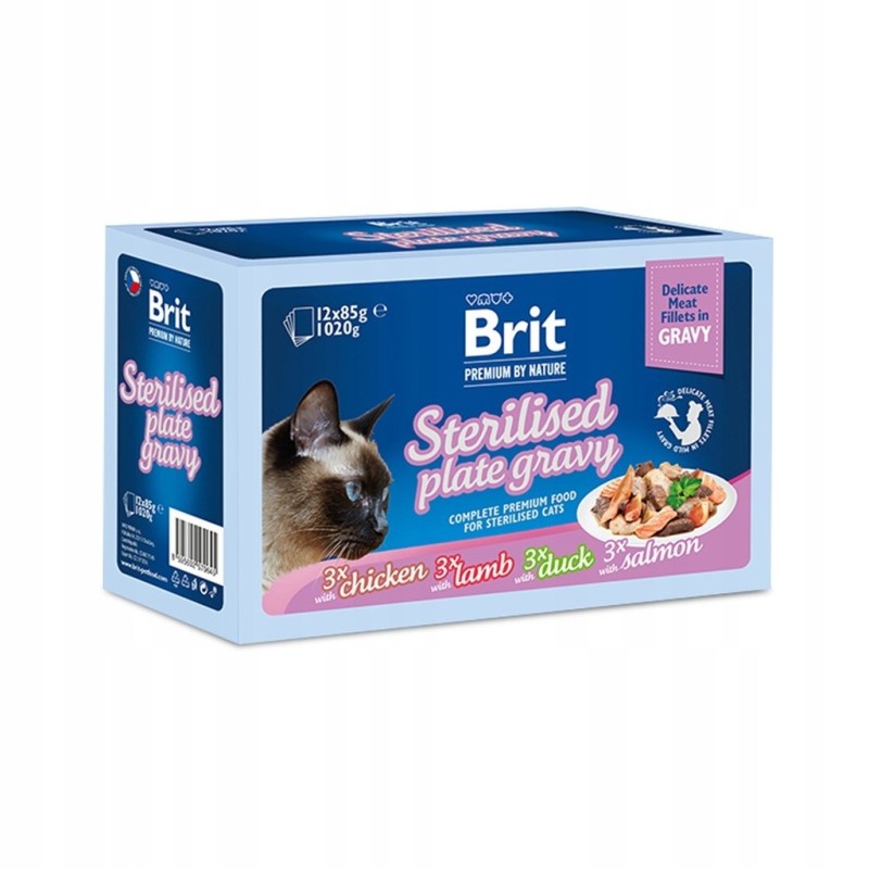 BRIT Premium by Nature Sterilised Plate pouches in sauce mix of flavors - wet food for cats - 12x85g