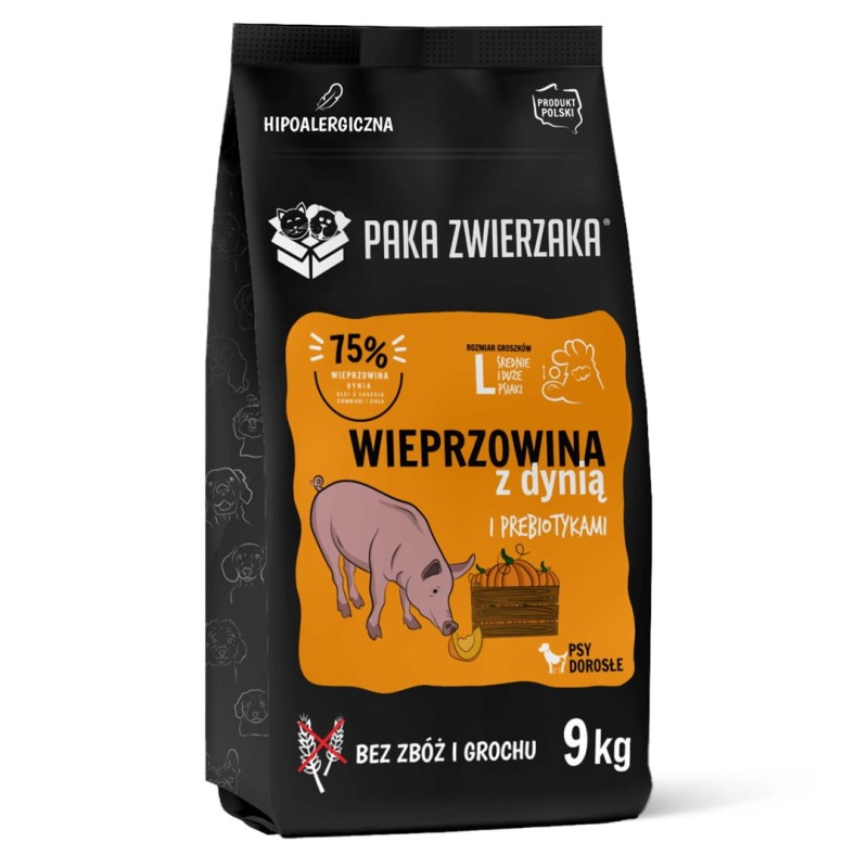 PAKA ZWIERZAKA Pork with pumpkin L - dry dog food - 9kg PAKA ZWIERZAKA Pork with pumpkin L - dry dog food - 9kg