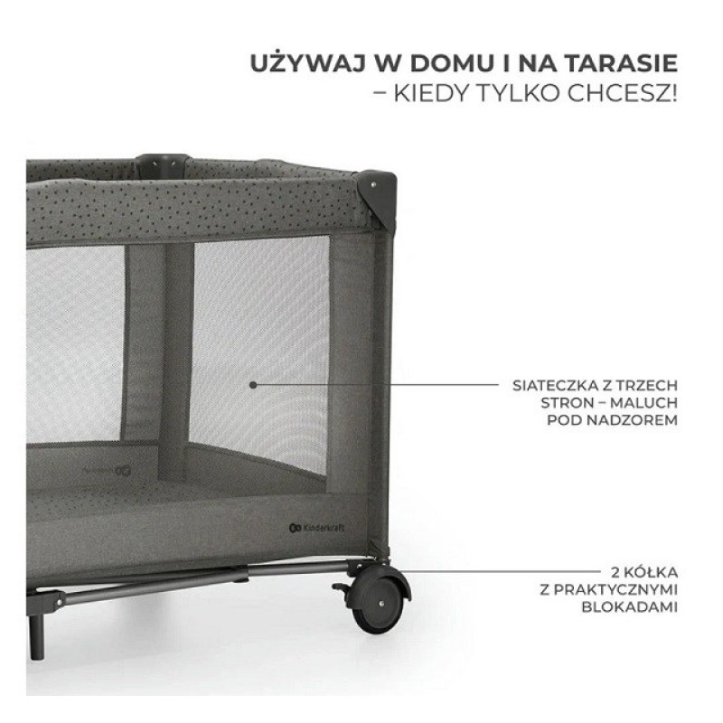 KinderKraft Łóżeczko turystyczne JOY 2 DARK GREY