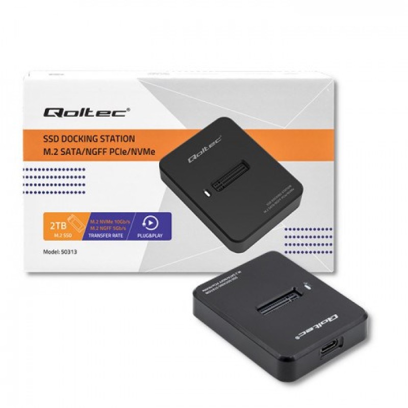 Qoltec 50313 storage drive enclosure SSD enclosure Black M.2 Qoltec 50313 storage drive enclosure SSD enclosure Black M.2