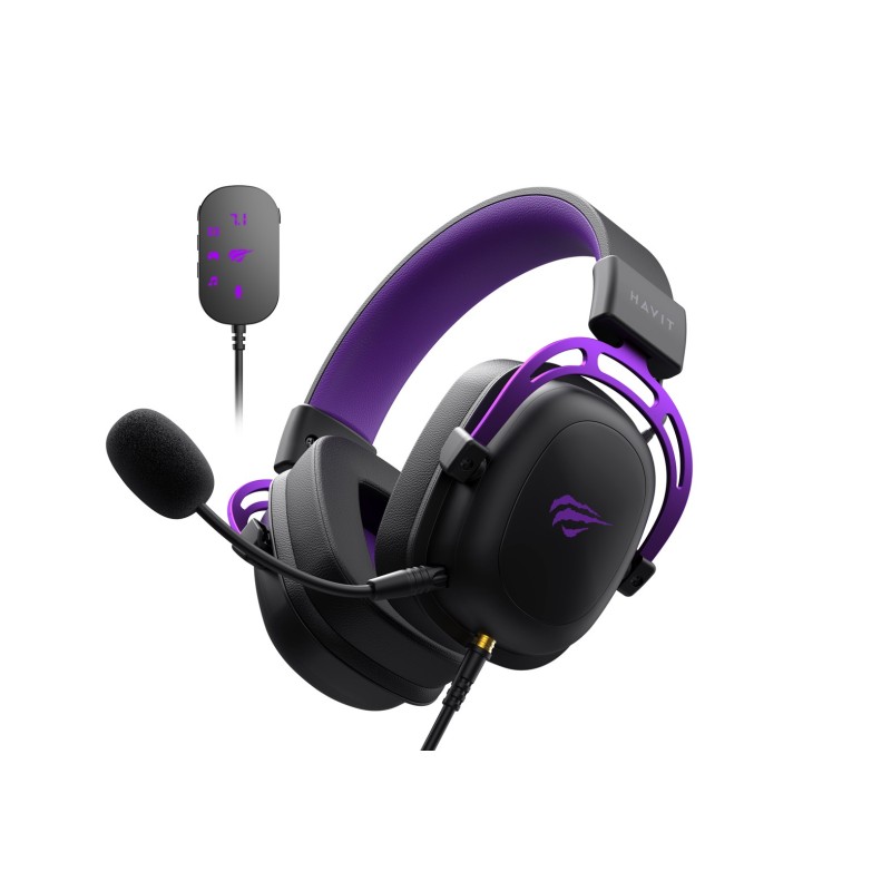 Havit H2002C+U - gaming headphones (black and purple) Havit H2002C+U - gaming headphones (black and purple)