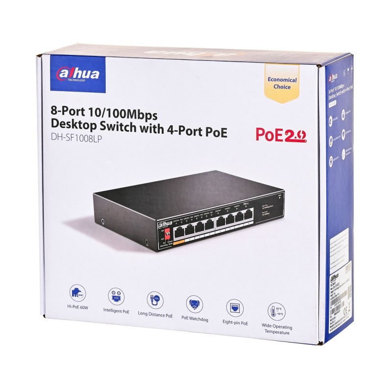 Dahua Technology PoE SF1008LP Unmanaged L2 Fast Ethernet (10/100) Power over Ethernet (PoE) Black Dahua Technology PoE SF1008LP Unmanaged L2 Fast Ethernet (10/100) Power over Ethernet (PoE) Black